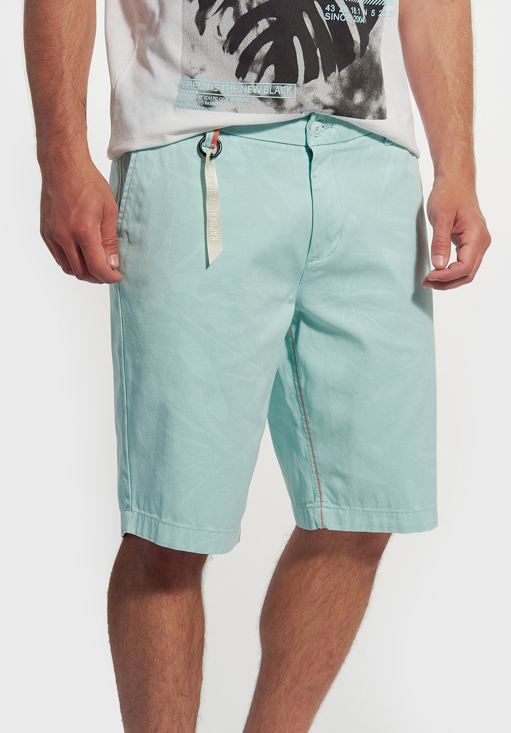 WESLY  Short Homme regular bleu imprimé fleuri en 100% coton