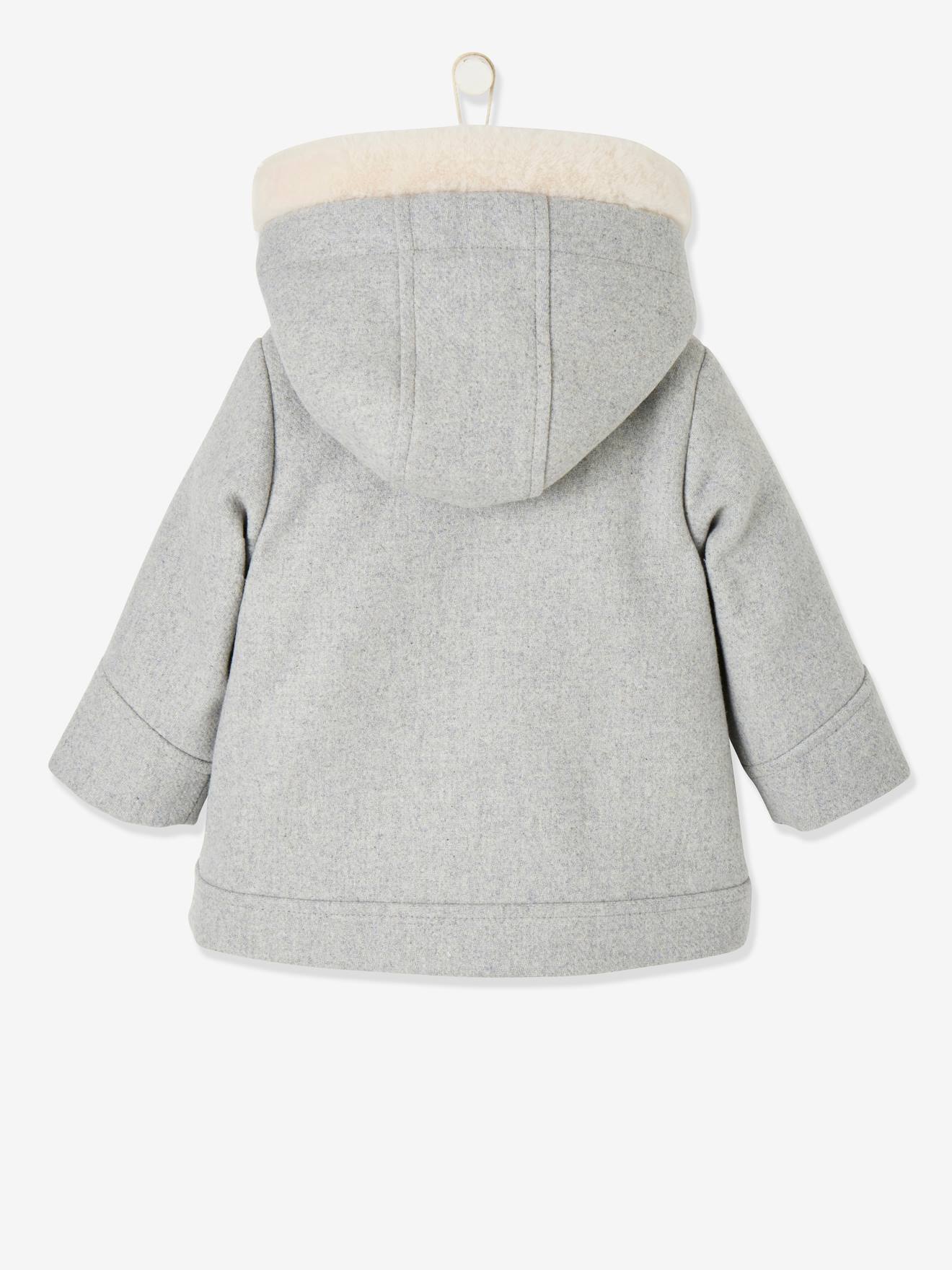 Manteau à capuche bébé fille taupe