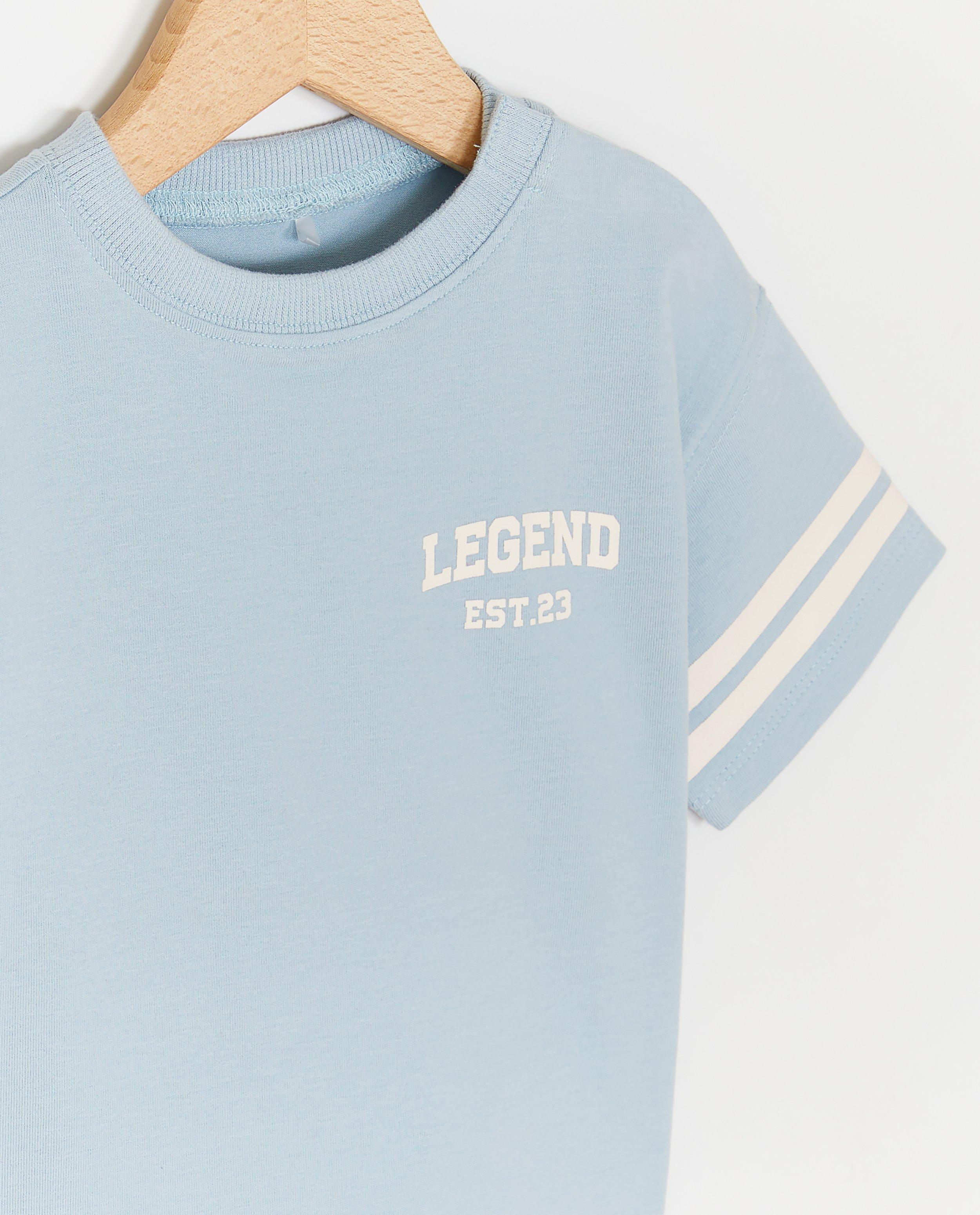 Tricou Cuddles and Smiles cu imprimeu pe spate, unisex albastru deschis