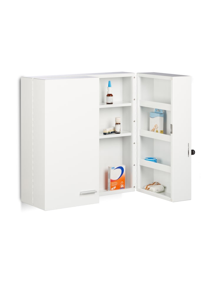 relaxdays Medikamentenschrank in Weiß - (B)53 x (H)53 x (T)20 cm günstig kaufen onesize