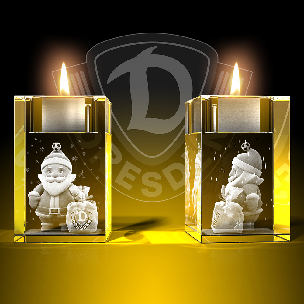 Glas Teelichthalter Dynamo-Weihnachtsmann