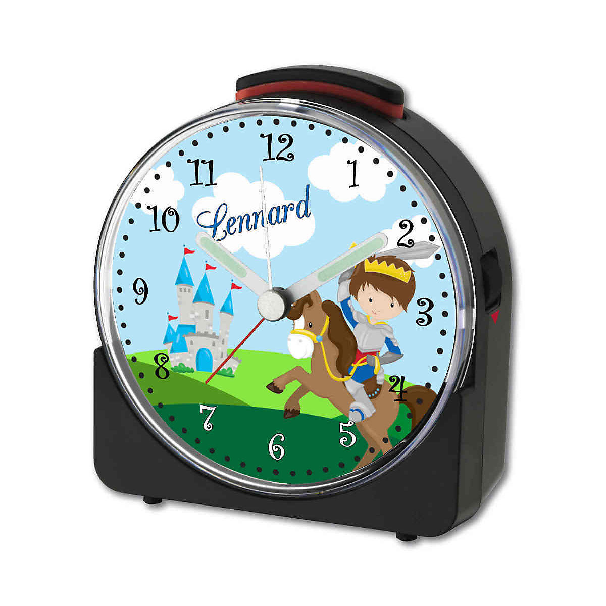 Kinder Funkwecker weiß personalisiert mit Namen Ritter