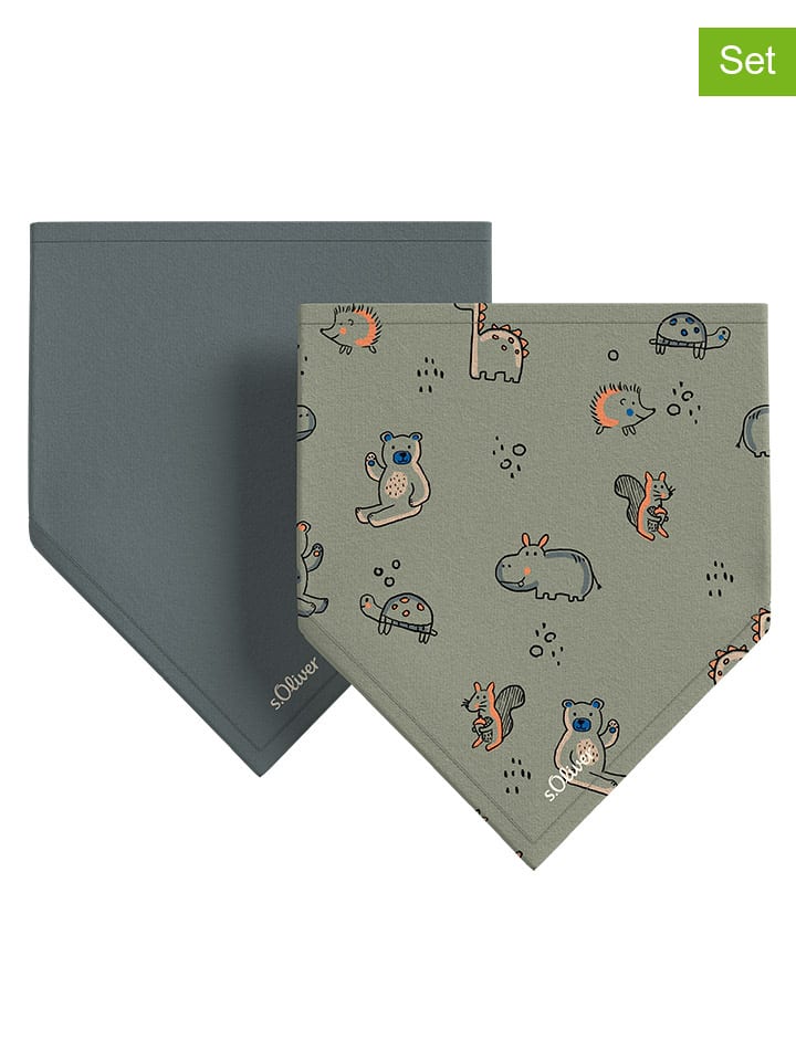 s.Oliver 2er-Set: Halstücher in Blau/ Khaki günstig kaufen onesize