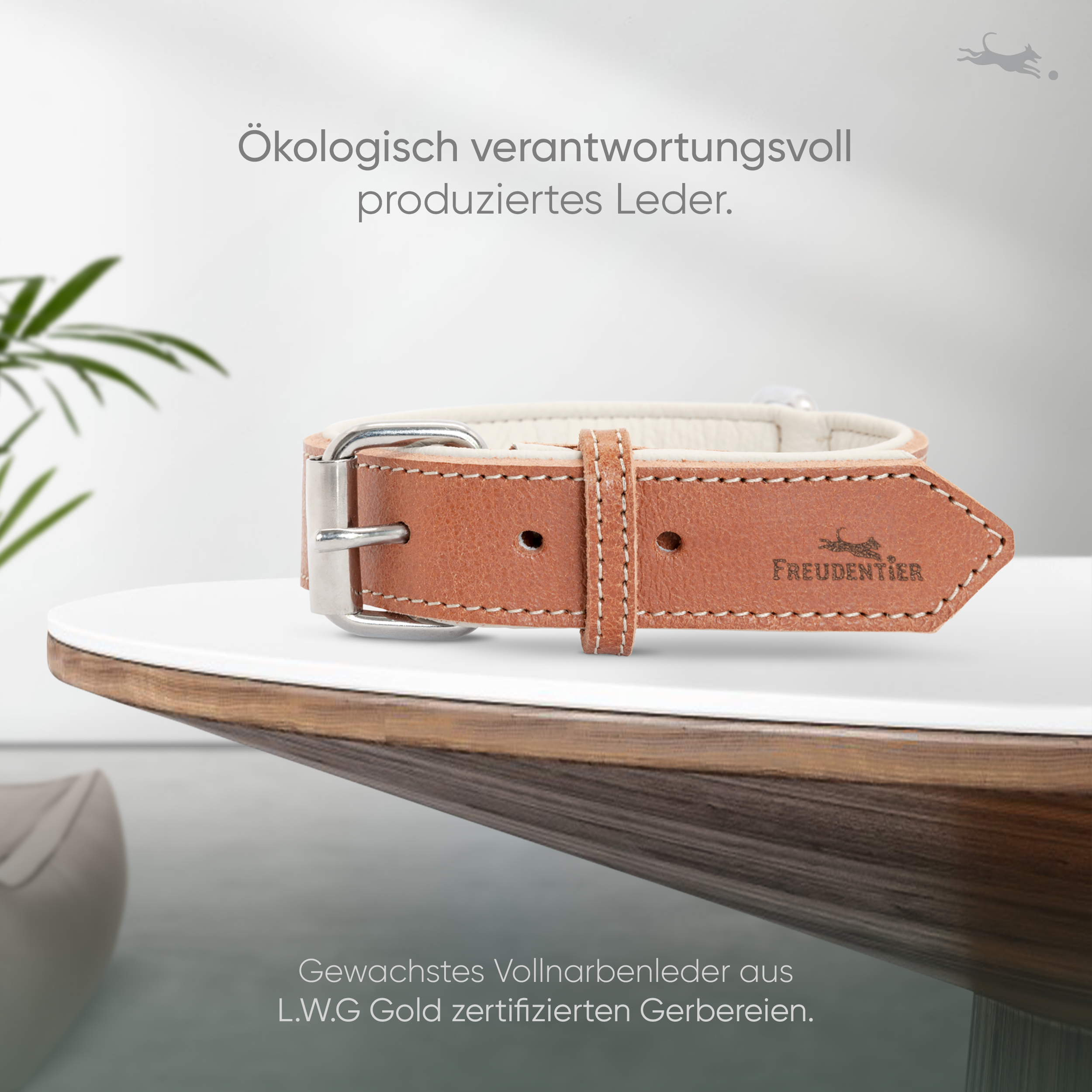 Freudentier Hundehalsbänder Freudentier gefüttertes Halsband aus Leder cognac S