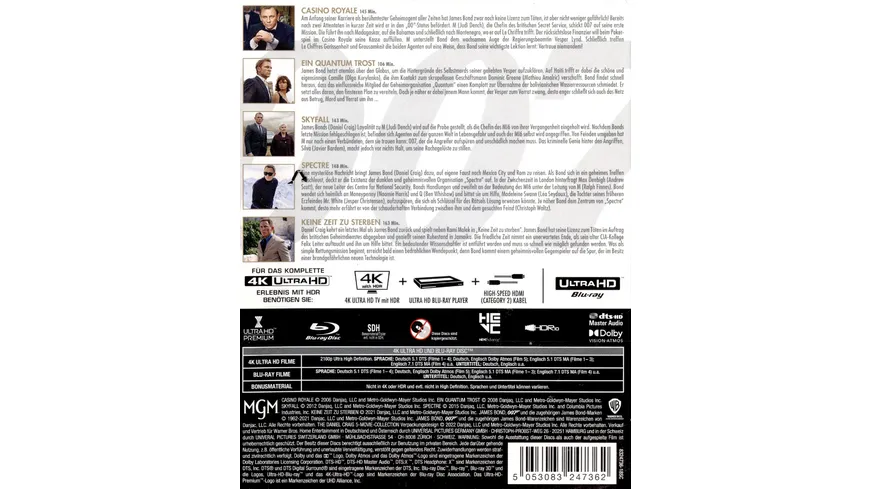 James Bond - The Daniel Craig 5-Movie-Collection  (4K Ultra HD)  (5 BR4K) (+ 5 Blu-ray2D)