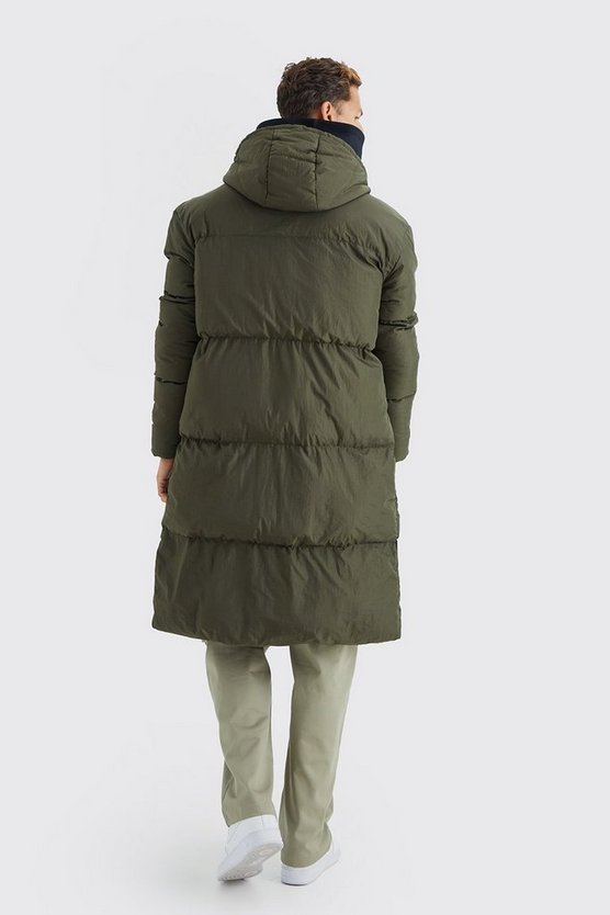 Tall lange Steppjacke mit 4-Taschen und Kapuze