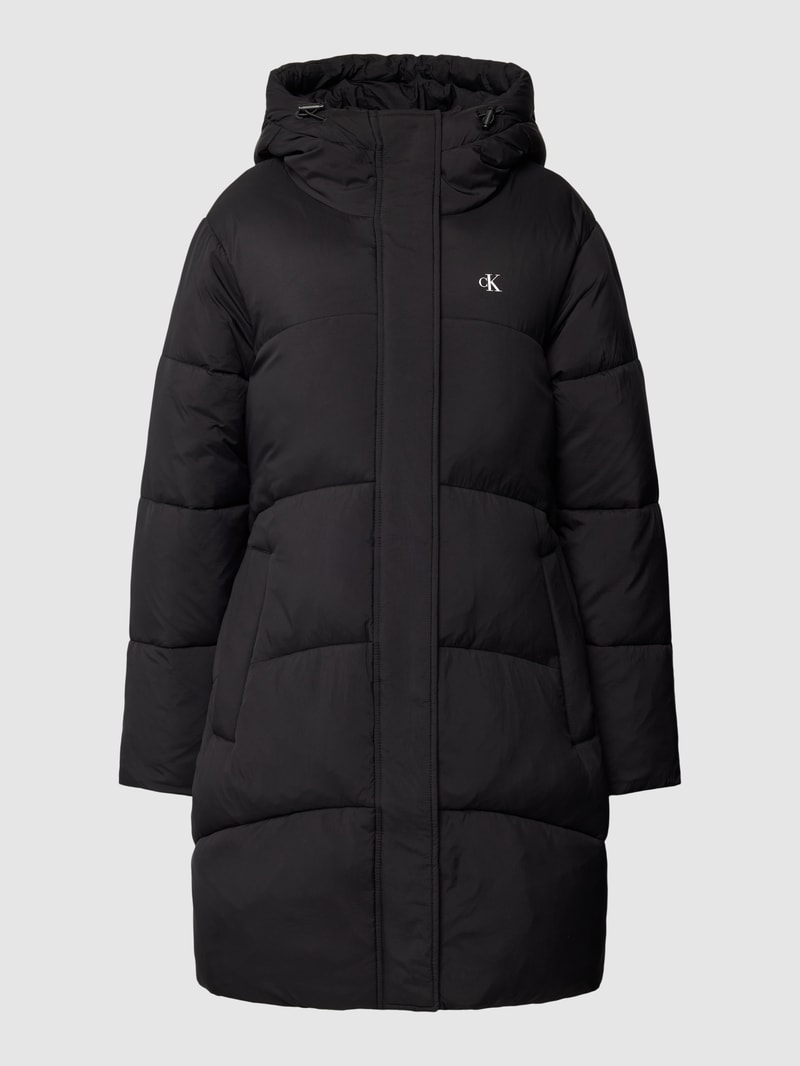 Steppmantel mit Label-Print in black