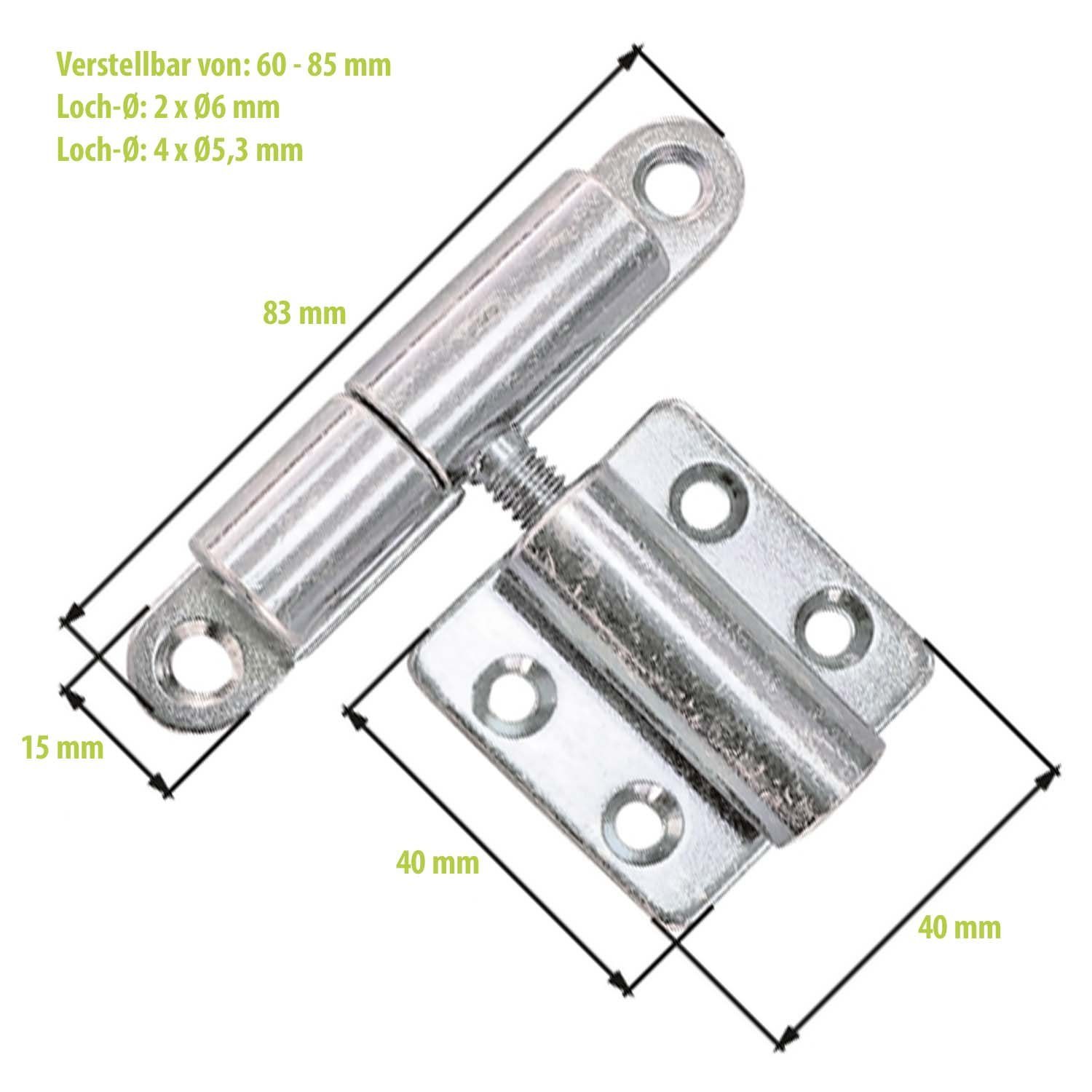 Alberts Türbeschlag Alberts Aushebescharnier, verzinkt, verstellbar., 83x15 mm (1 St)