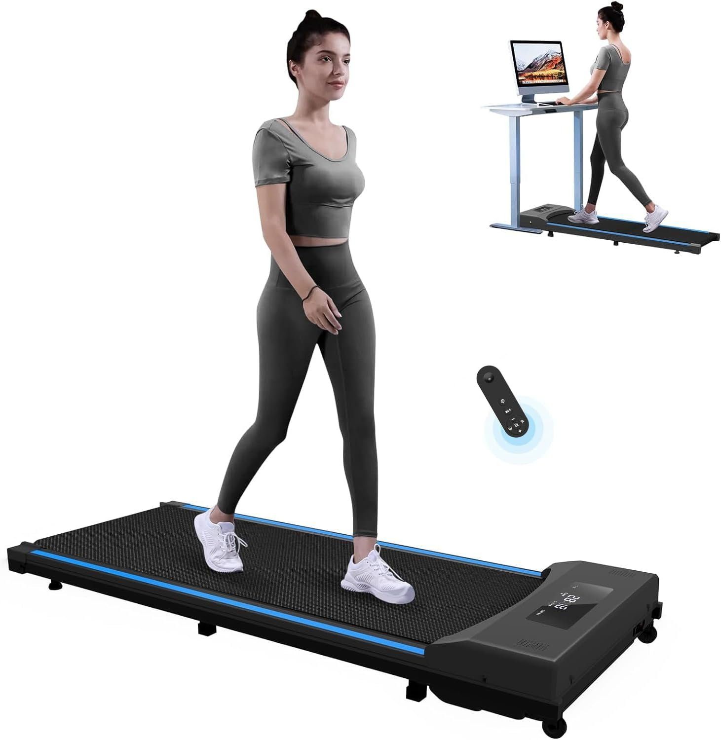 Tvdugim Laufband (Laufband für Zuhause,Walking Pad, Laufband Schreibtisch, 1-8 km/h 550W), Motor mit Fernbedienung und LCD-Anzeige (Blau)