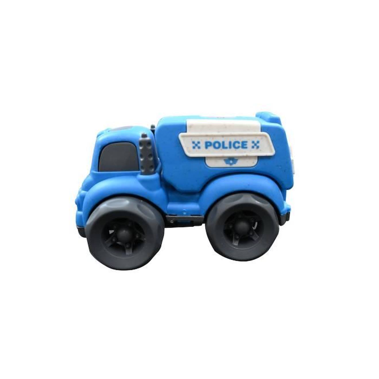 Mini police+camion pompier en fibres de blé, recyclable et biodégradable rouge