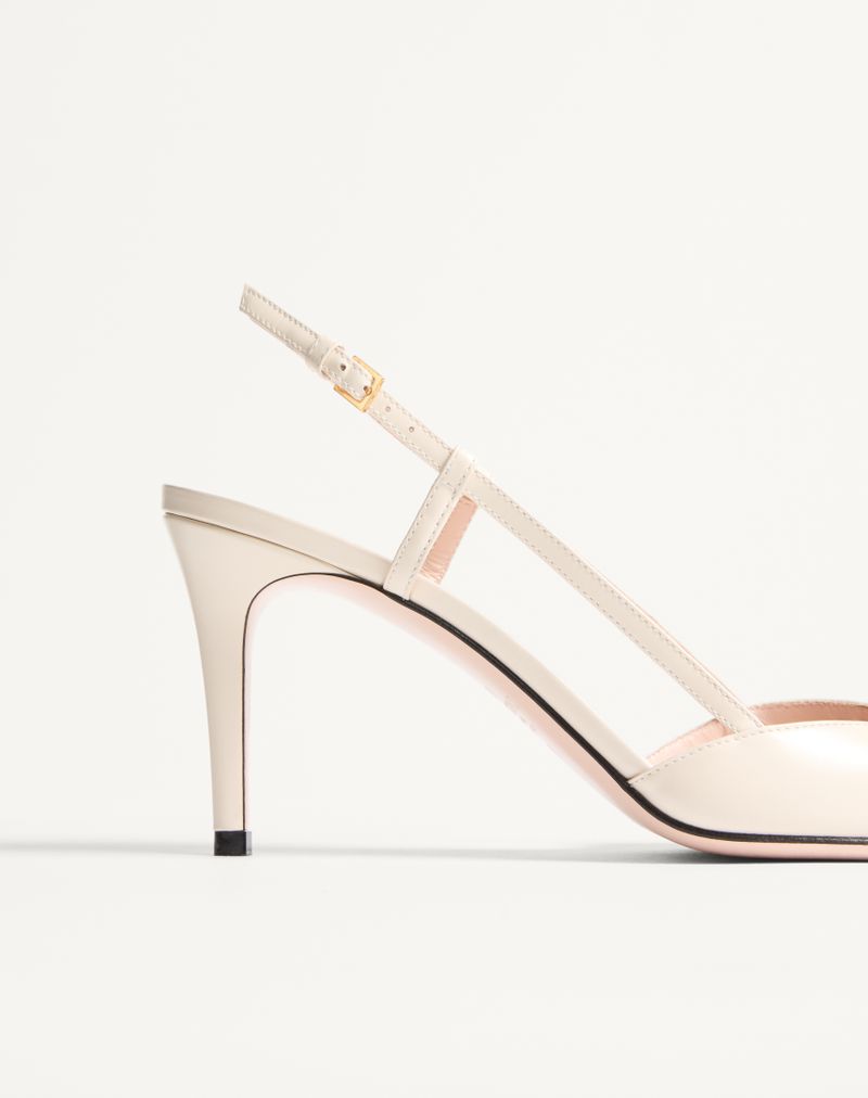 VLogo Signature Slingback Pumps van kalfsleer met sierlijk logo, 80 mm