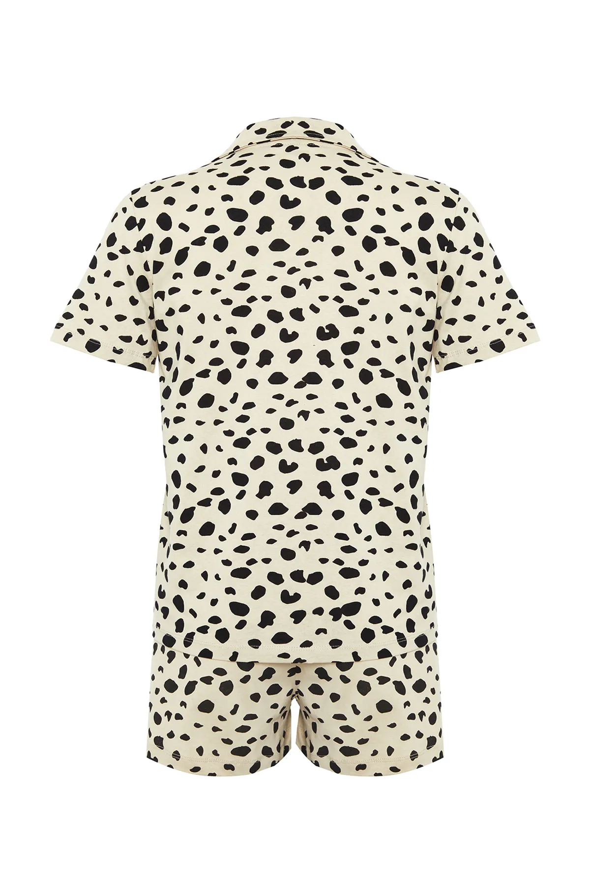 Trendyol Collection  Mehrfarbiges Strick-Pyjama-Set aus 100 % Baumwolle mit Leopardenmuster THMSS24PT00025
