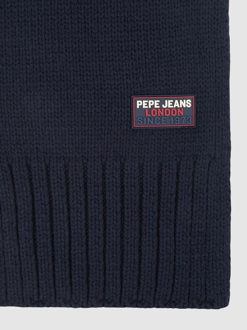 Schal mit Logo-Badge Modell 'Hayes' in marineblau