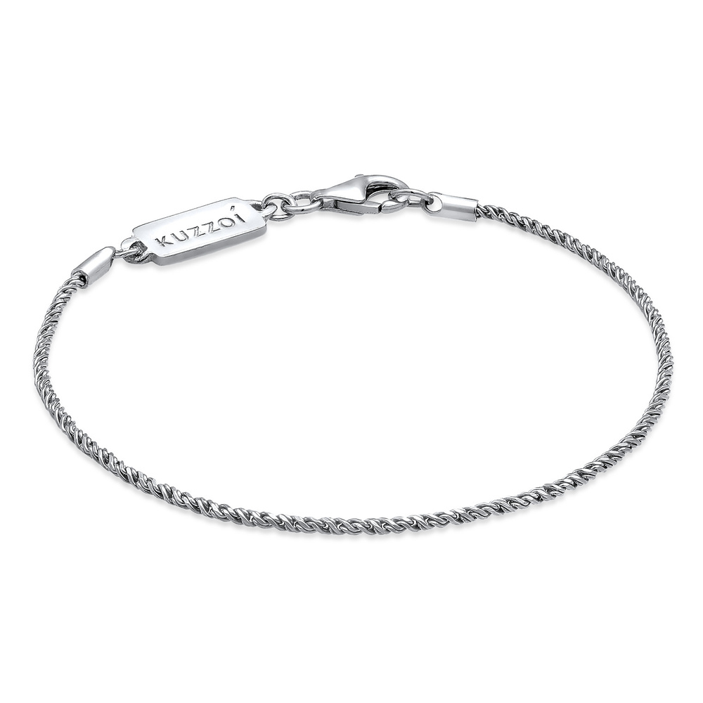 KUZZOI KUZZOI Bracelet Collier pour homme avec cordon torsadé Basic Elegant oxydé en arg Bracelet