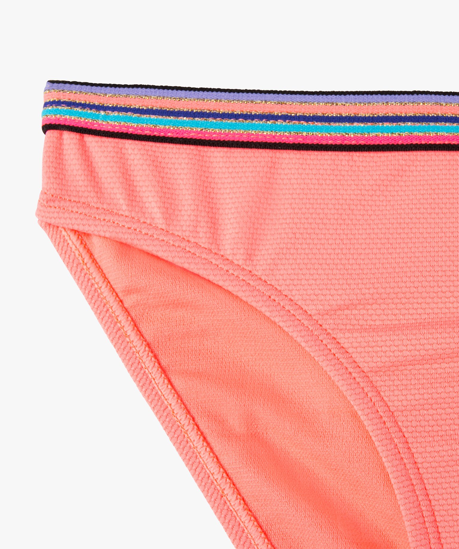 Slip de bain fille avec ceinture multicolore et pailletée orange | GEMO