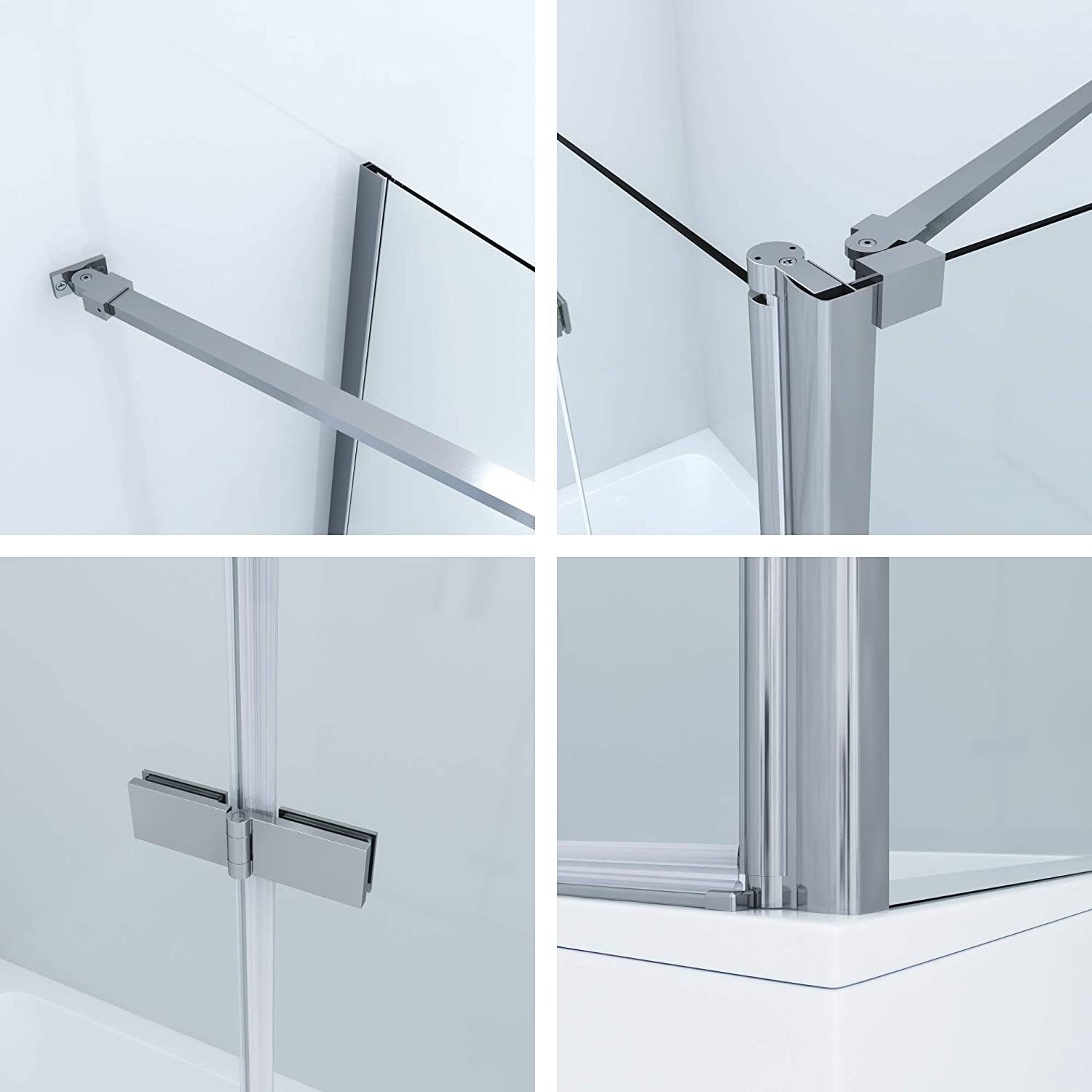 AQUALAVOS Badewannenfaltwand Badewannenaufsatz mit Seitenwand 5mm Nano Glas Duschwand für Badewanne, Einscheiben-Sicherheitsglas (ESG) mit Lotus-Effekt Nanobeschichtung, Falttür Breite: 100/120 cm, Seitenwand Breite: 70/75 cm, Höhe: 140 cm