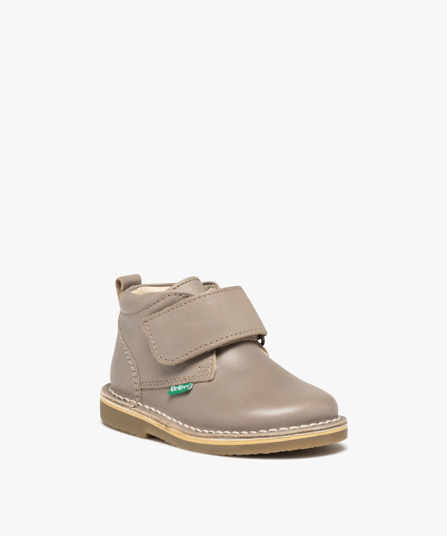 Boots bébé fille en cuir avec col à paillettes et scratch... taupe | GEMO