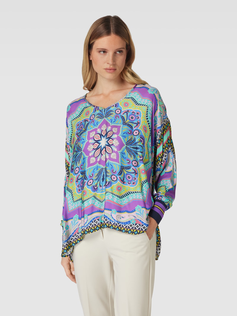 Bluse aus Viskose mit Allover-Muster in flieder