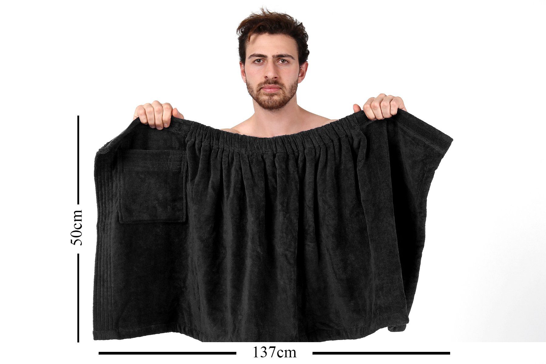 NoblesBox Saunatuch Herren Saunakilt, Baumwolle (1-St), Modern Bademantel, Mit Klettverschluss