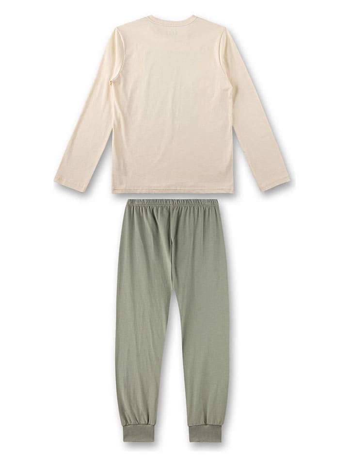 Sanetta Pyjama in Beige/ Grün günstig kaufen