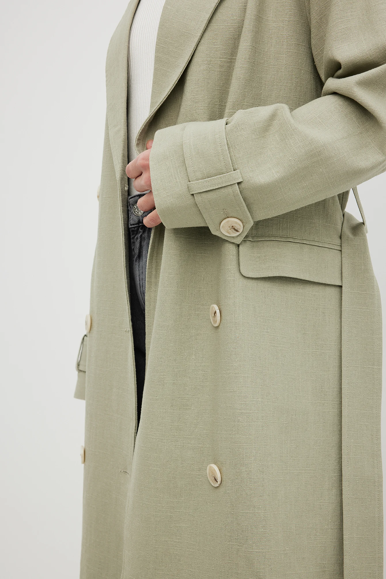 Trenchcoat aus Leinenmischung