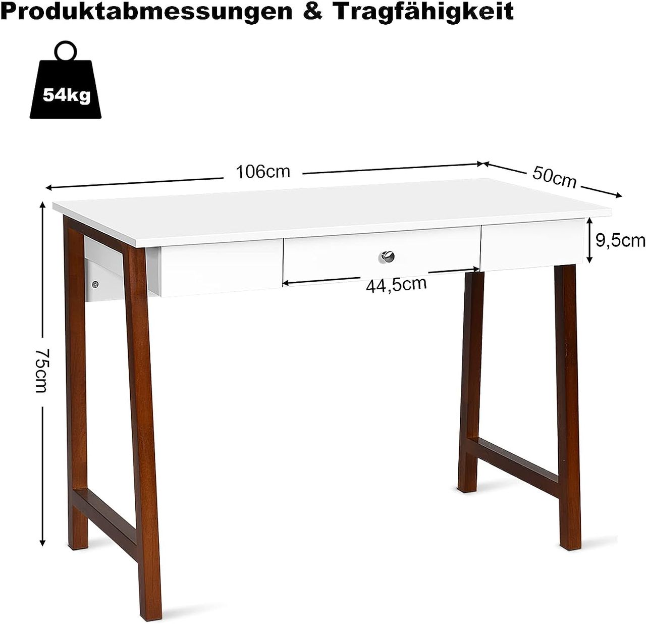Costway COSTWAY Schreibtisch mit Schublade