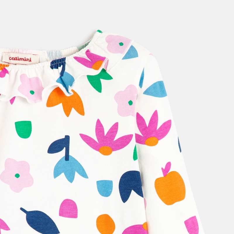 T-shirt bébé fille coton fleuri blanc Catimini