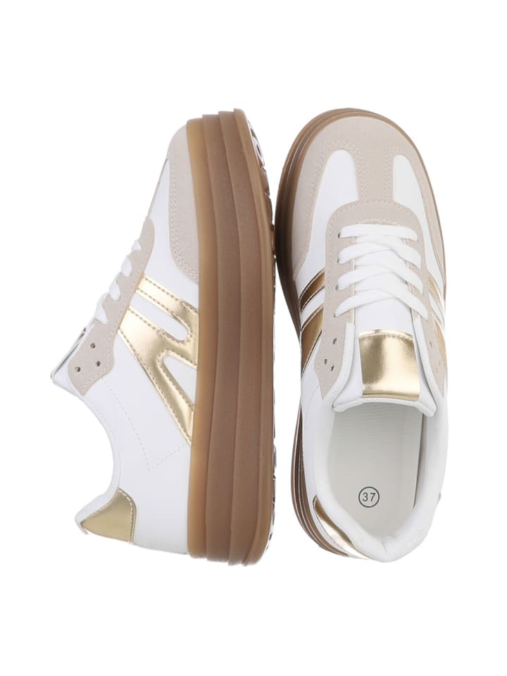 Ital-Design Freizeitschuh in Creme und Gold günstig kaufen