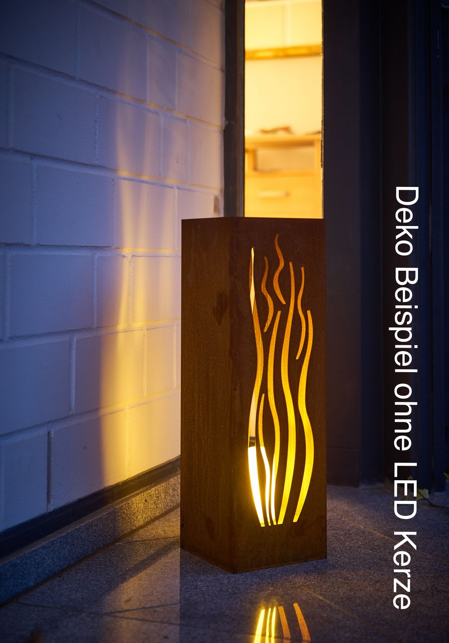 Weles Feuersäule, Design Wellen, 16 x 16 x 50 cm, Edelrost