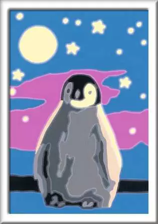 CreArt Kleiner Pinguin - Malen nach Zahlen für Kinder ab 7 Jahren