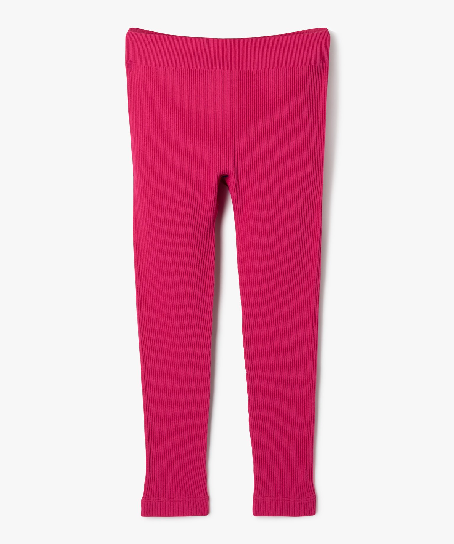 Legging de sport long en maille ctelée sans coutures fille rose | GEMO
