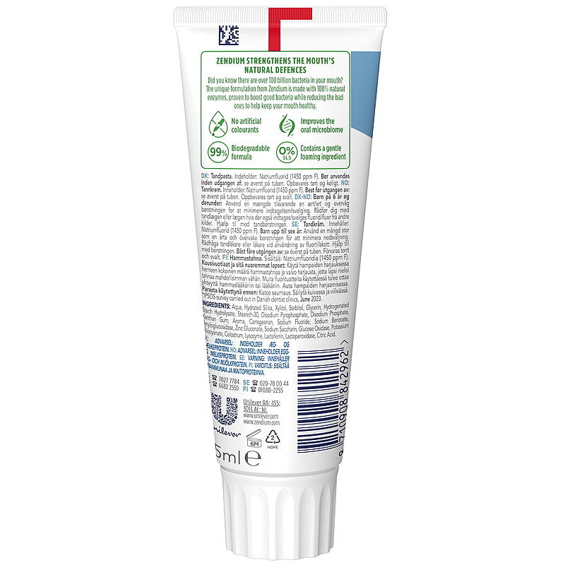 Zendium Tannkrem 75 ml Fresh   white Zendium