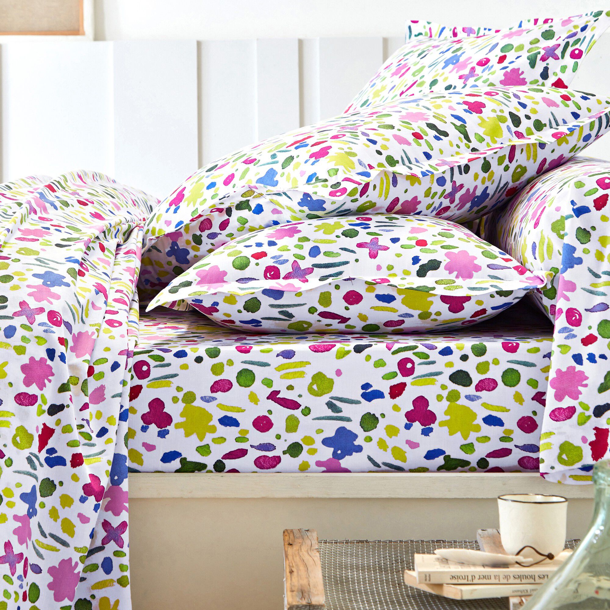 Linge de lit Aquarelle coton imprimé fleuri