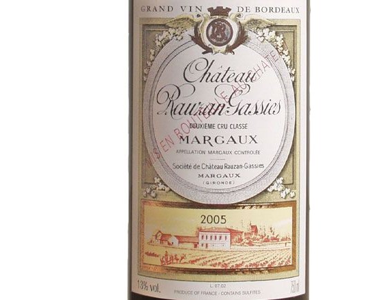 Château Rauzan Gassies Rouge 2005, Second Cru Classé En 1855 Bordeaux Margaux