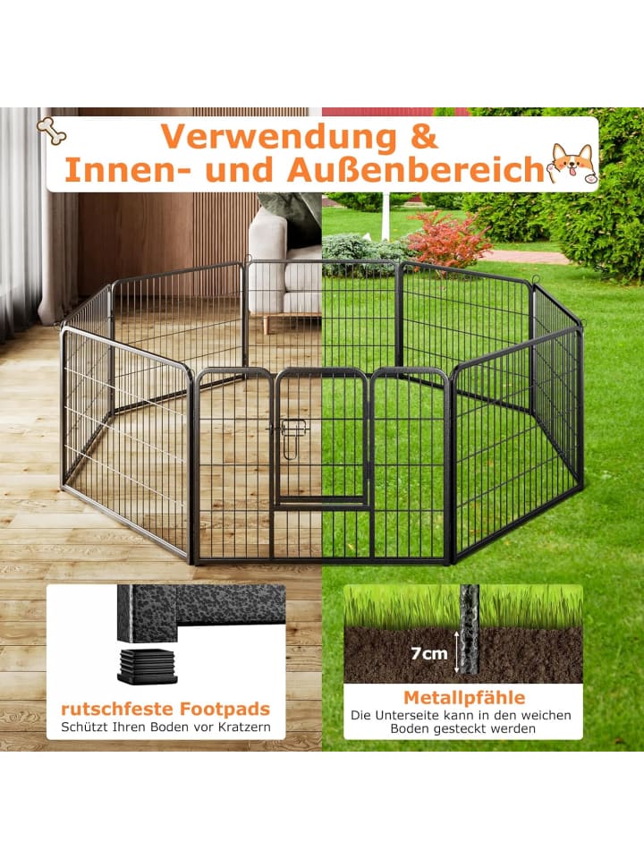 COSTWAY 8 tlg. Welpenauslauf 60cm hoch in Schwarz günstig kaufen onesize