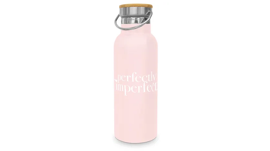Design@Home Edelstahl Isolierflasche Perfectly Imperfect 0,5l rosa/ weiß