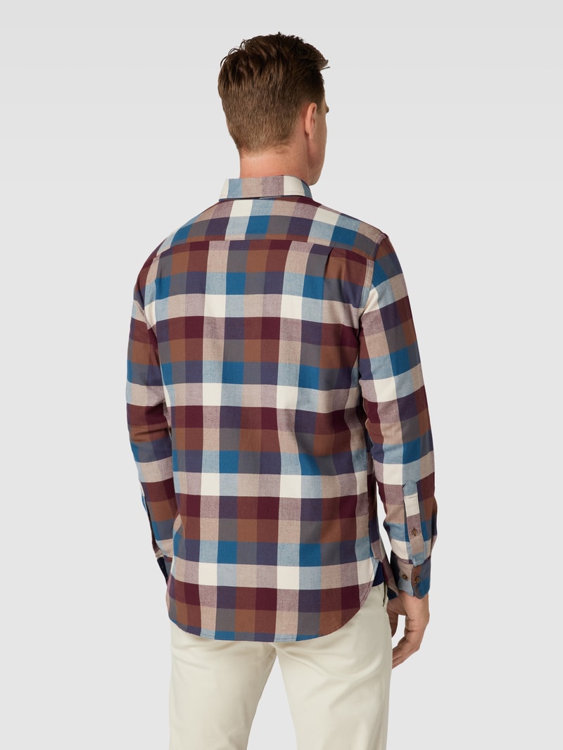 Flanellhemd mit Button-Down-Kragen in bordeaux rot