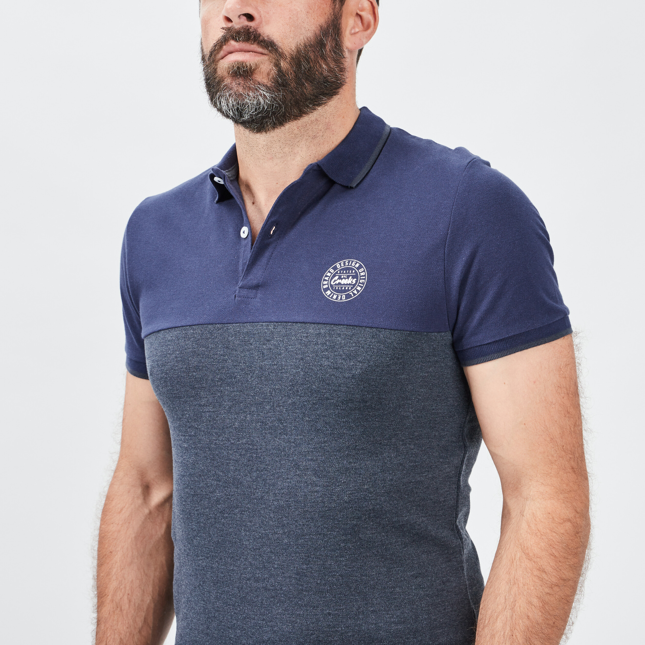 Polo manches courtes coton Creeks bleu marine homme | La Halle
