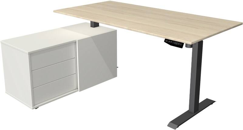 Kerkmann Move 1 L-Förmig Elektronisch Höhenverstellbarer Sitz-Stehschreibtisch Melamin; Stahl Anthrazit Ahorn 1650 x 1350 x 1230 mm