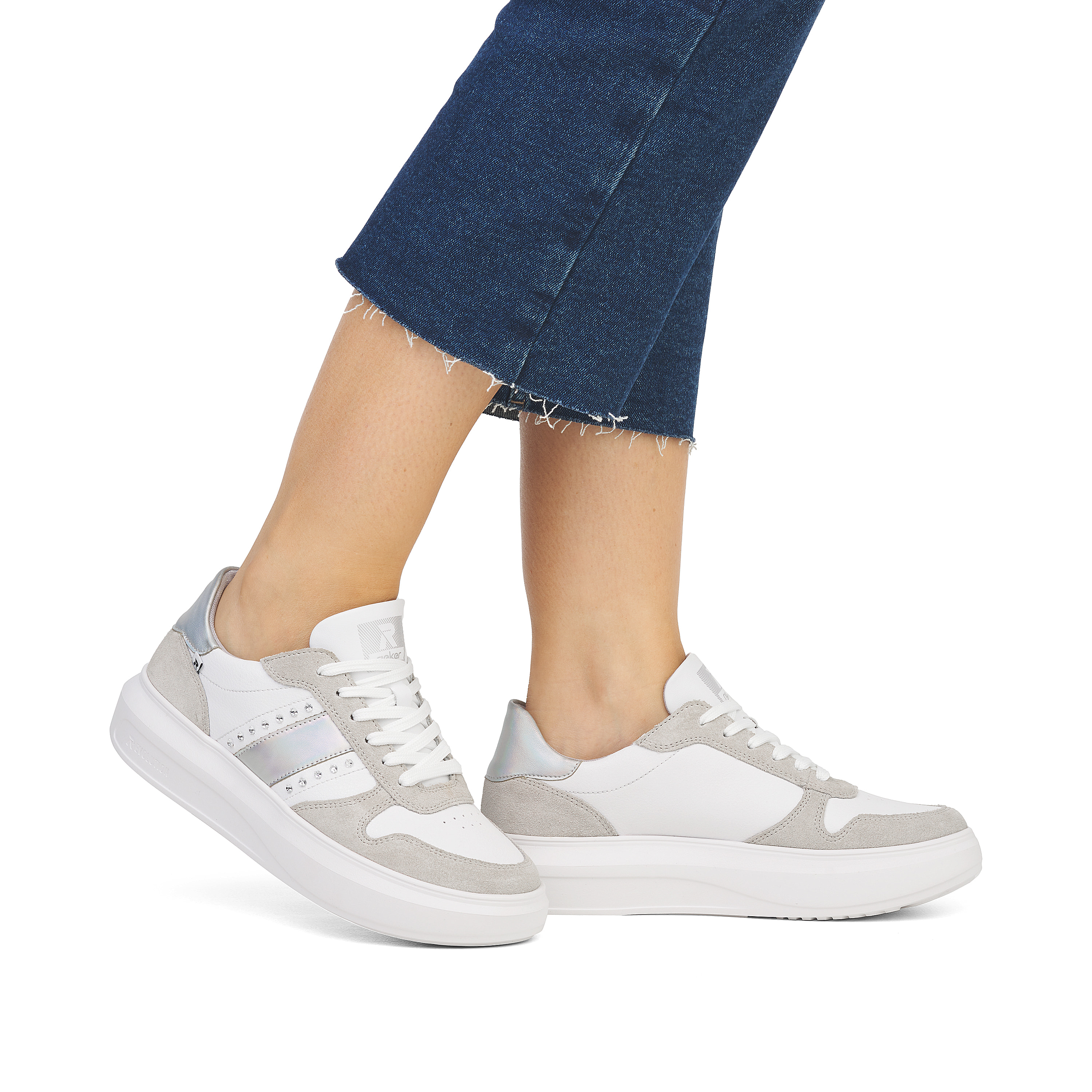 Rieker Damen Sneaker Low clear-white dust-grey