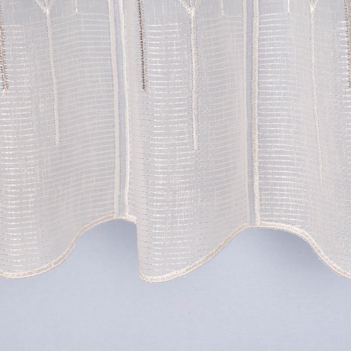 Meterware Scheibengardine nähfrei Leinenstruktur Stickerei Blätter wollweiß 45, SCHÖNER LEBEN., leicht perforiert, Stickerei/Stickstoff, bestickt, pflegeleicht