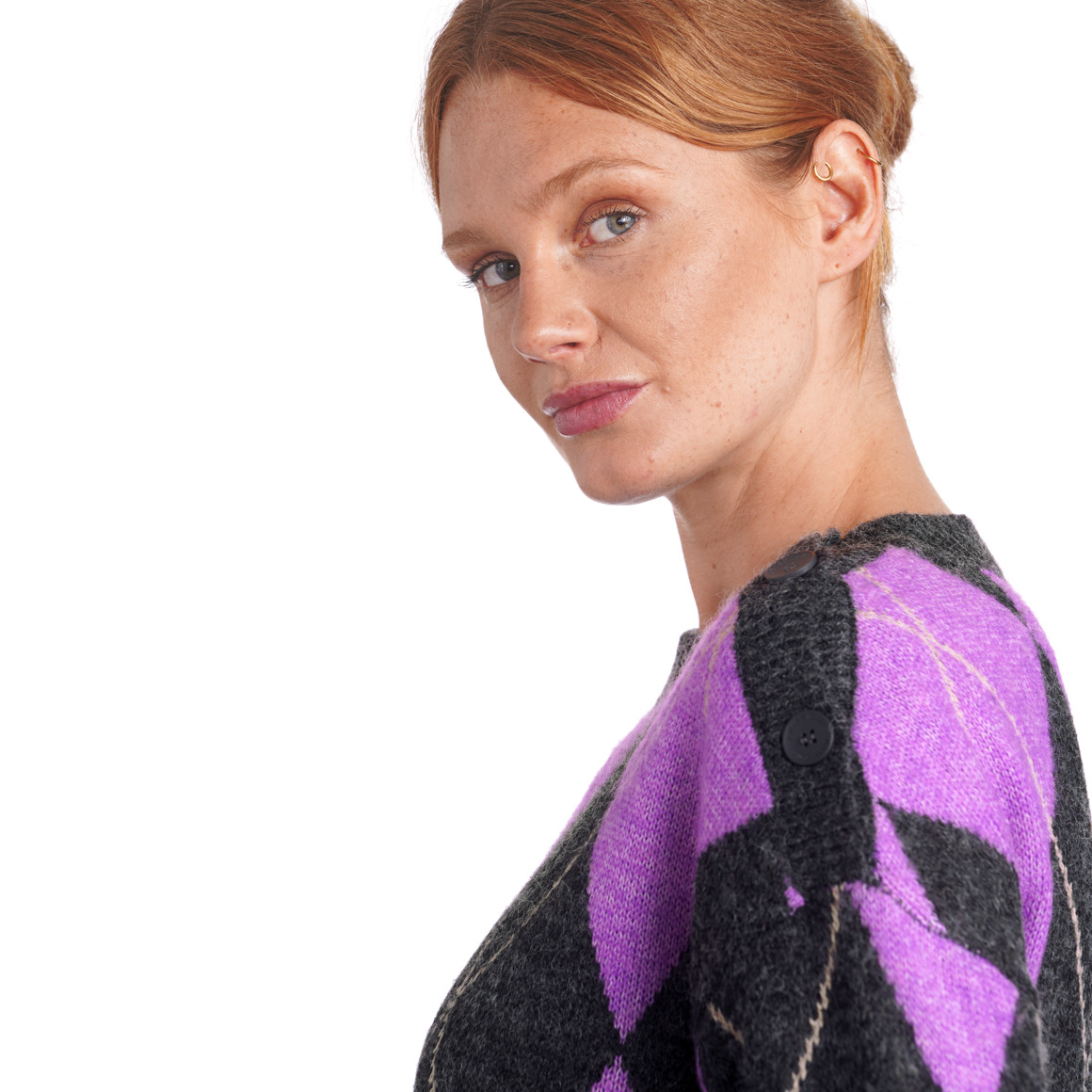 Damen Strickpullover mit Rauten-Allover