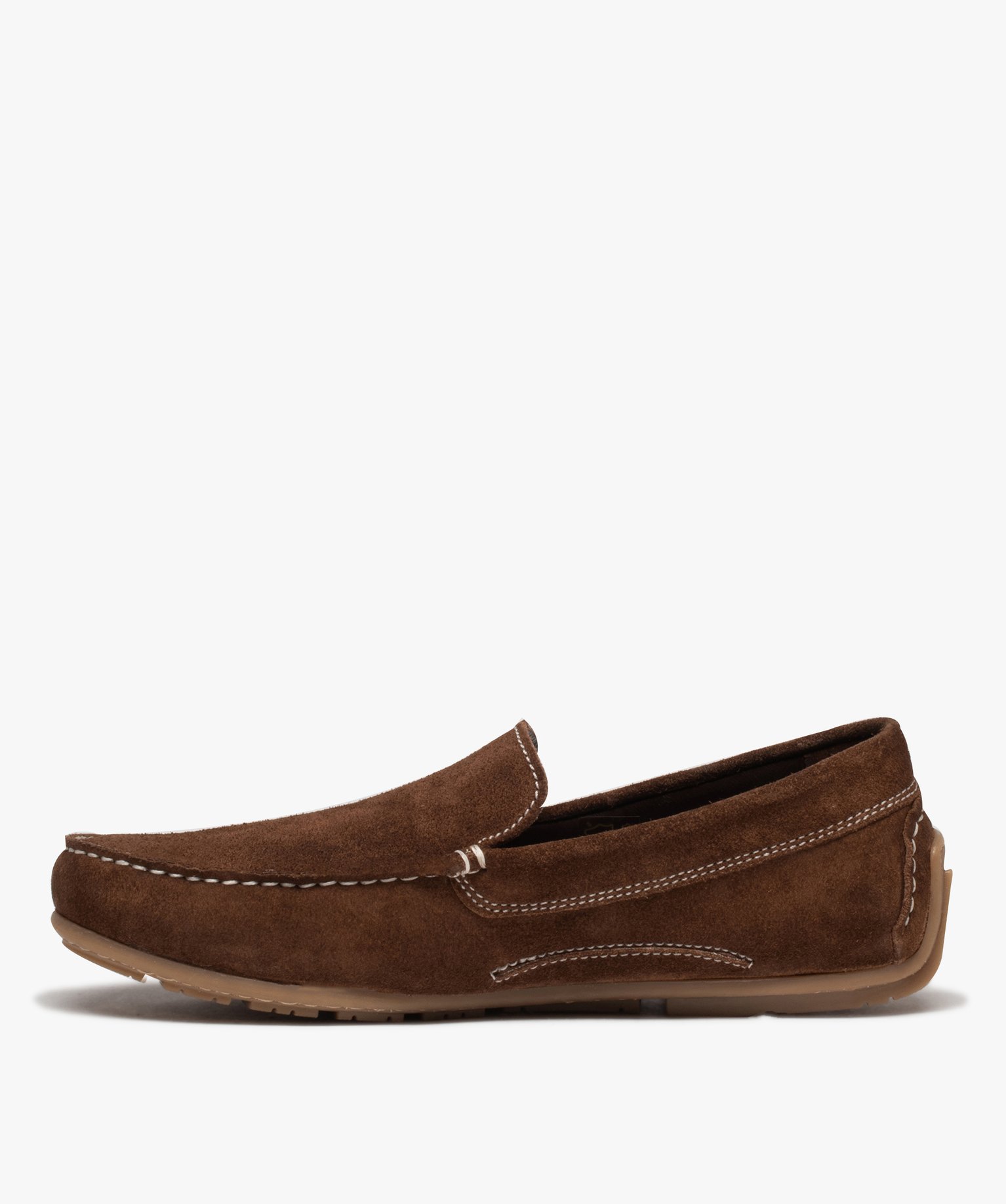Mocassins homme unis en cuir velours marron | GEMO