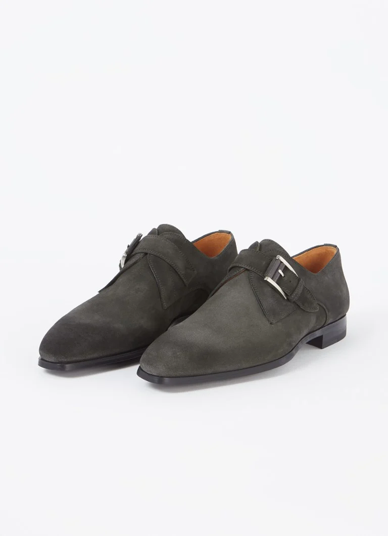 Pantofi Magnanni din piele întoarsă cu cataramă