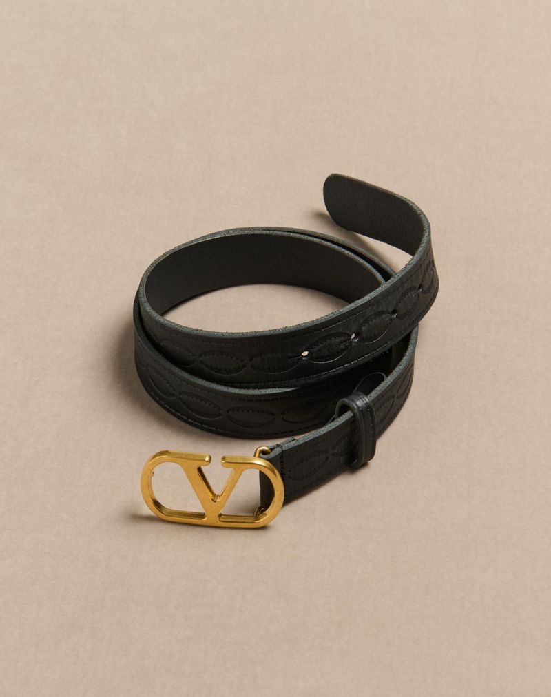 Cinto exclusivo VLogo em couro de bezerro 30 mm