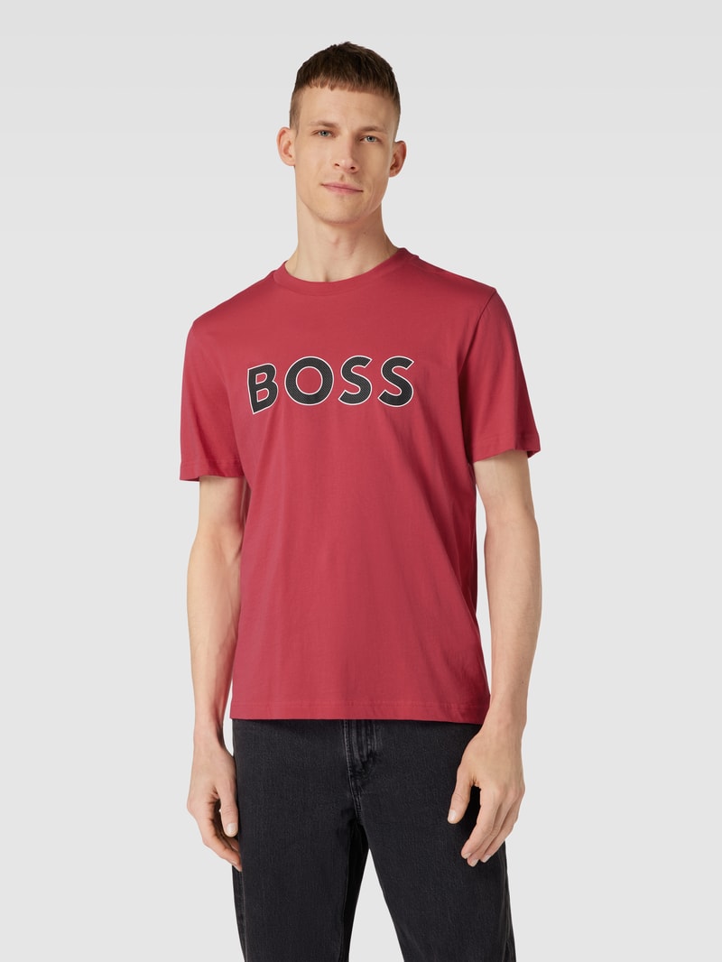 T-Shirt mit Label-Print Modell 'Tee' in pink