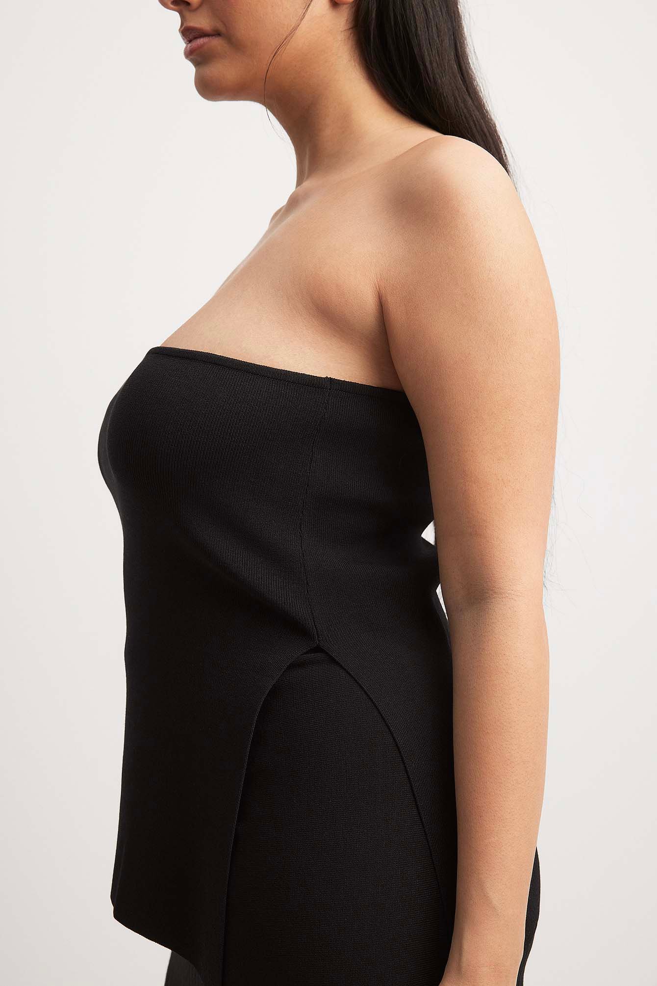 Knitted Slit Detail Tube Top