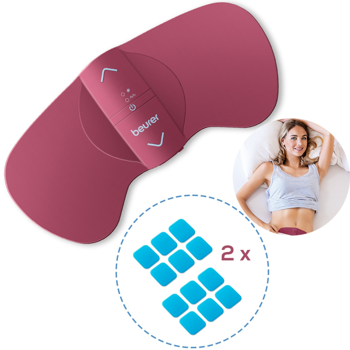 Beurer EM 50 Menstrual Relax & 2 Nachkaufsets-Menstrual Relax zur Linderung von Regelschmerzen ohne Medikamente