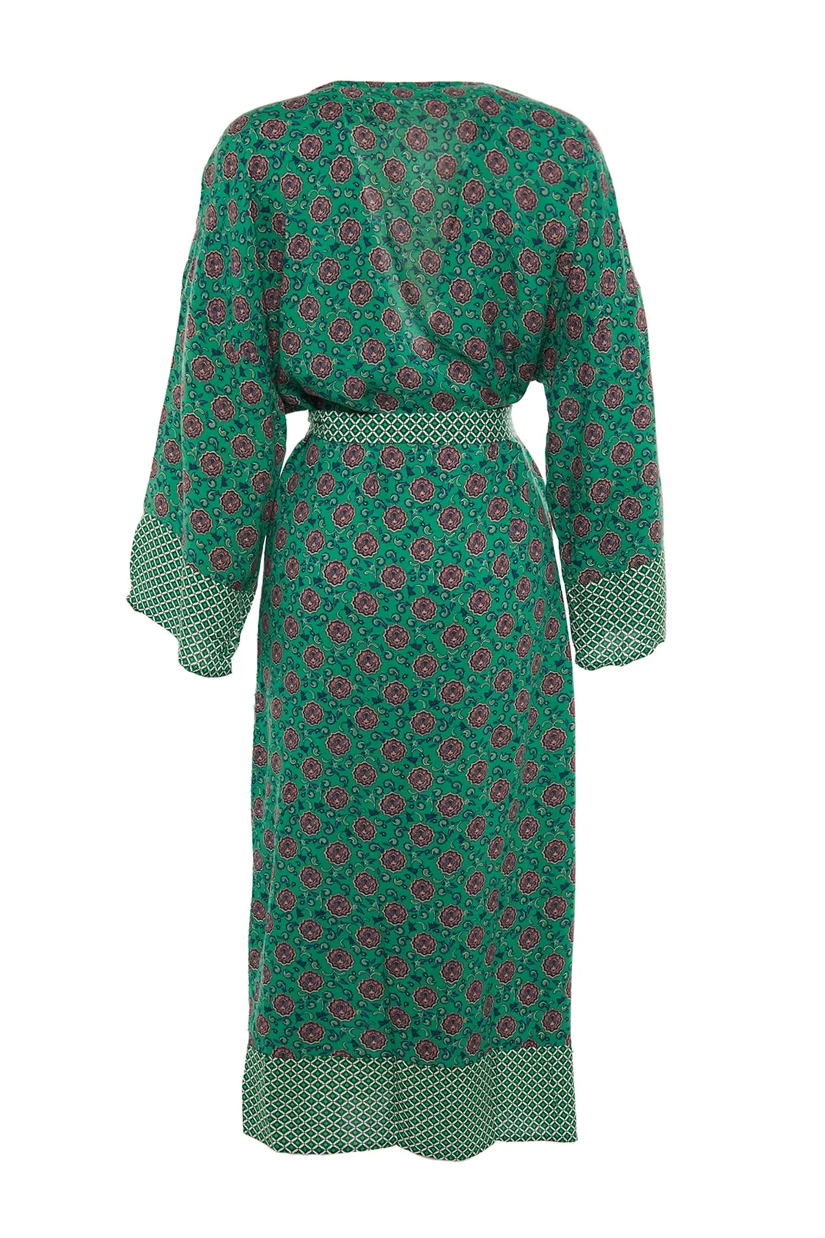 Trendyol Collection  Ethnisch gemusterter, gewebter Maxi-Kimono und Kaftan mit Gürtel TBESS21KM0171