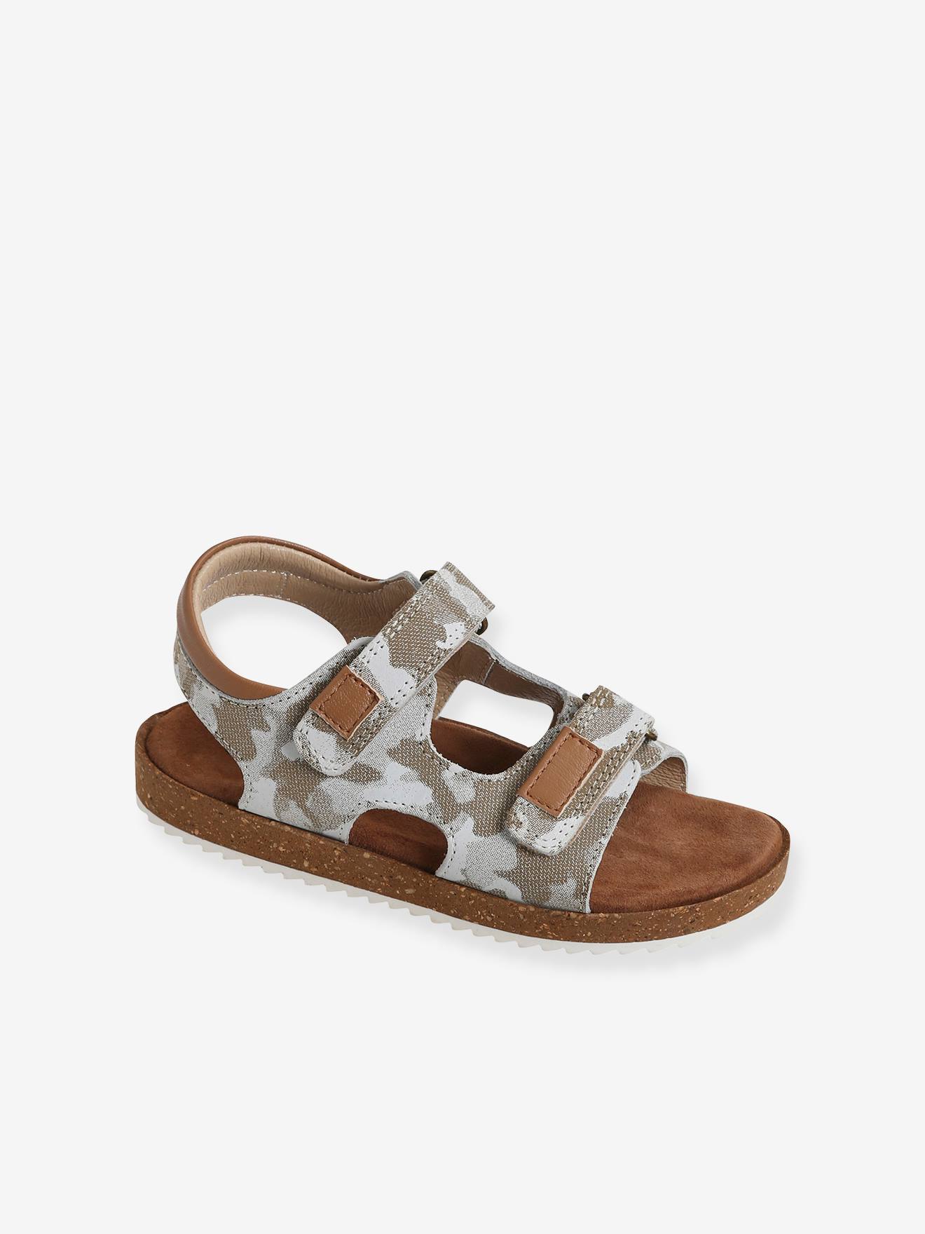 Sandales anatomiques cuir garçon taupe